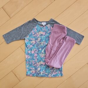 LuLaRoe Kids Matching Set - Gray and Pink Floral